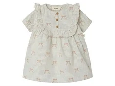 Lil Atelier coconut milk sløjfe kjole med striber til baby